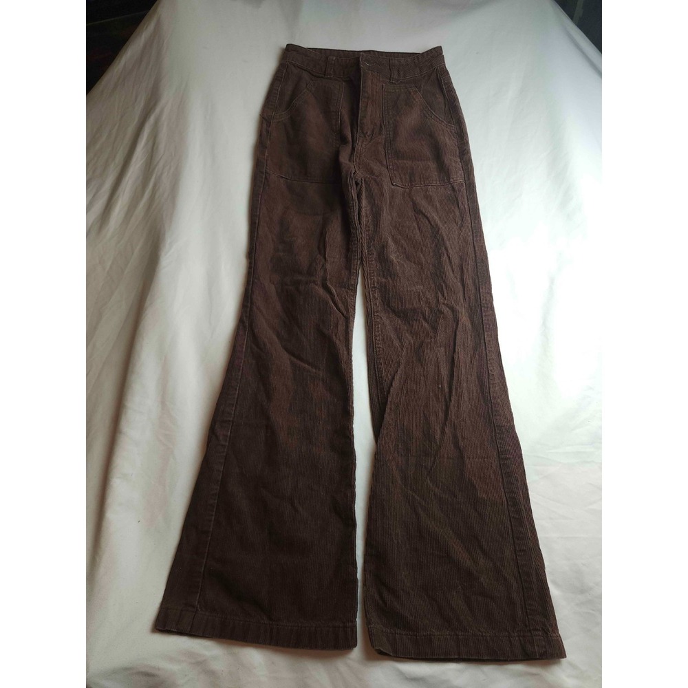 Shein Corduroy‎ Pants Womens Size XS Brown Flare Wide Leg Autumn Hygge Casual